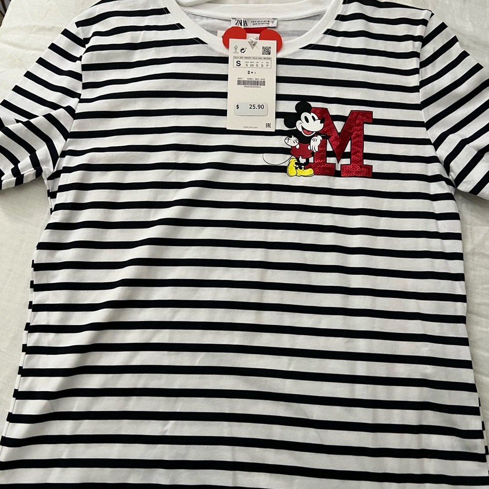 Zara Mickey Mouse striped tee